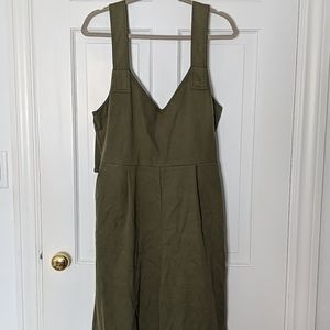 Olive green overalls with wide leg pant